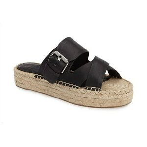 Marc Fisher Venita Leather Twine Platform Espadrille Slide Sandals Sz. 11